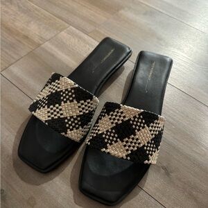 Black and White Woven Sandals
